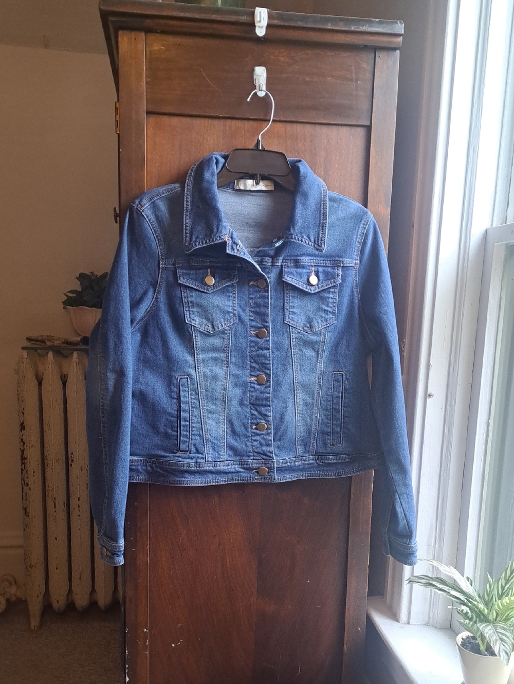 Est. 1946 Denim Classic Blue Denim Jacket Med Wash With Embroidery And Fringe
